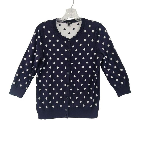 Talbot's Women's Long Sleeve Button Down Cardigan Polka Dot Size M - Picture 2 of 10